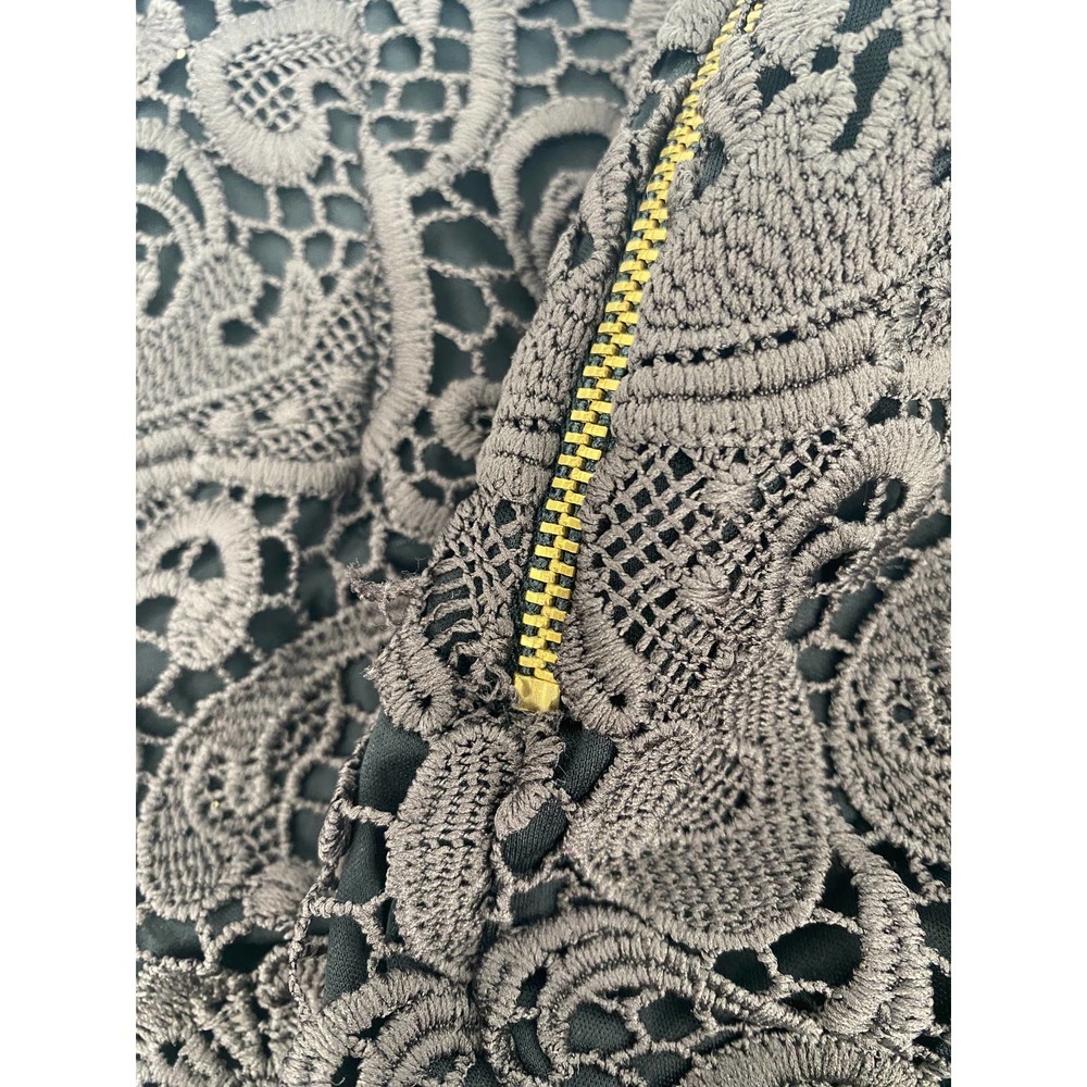 Zara Basic Chocolate Brown Lace Knee Length Skirt Pencil Sz Small S Zip - Picture 6 of 6